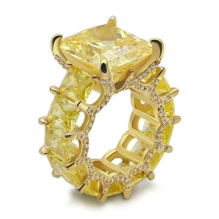 Radiant Cut Golden Tone Party Engagement Ring Shineofdiamond Rings