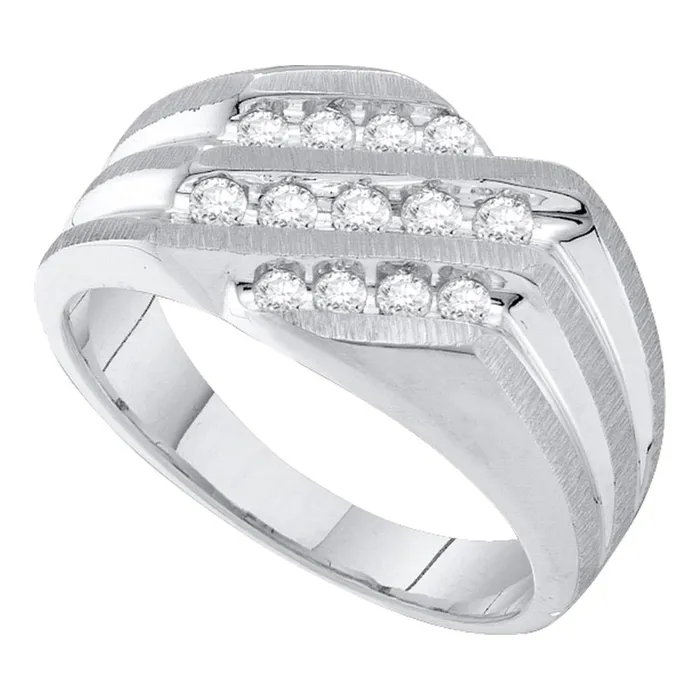 Rings 10kt White Gold Mens Round Diamond Band Ring 12 Cttw mayamila