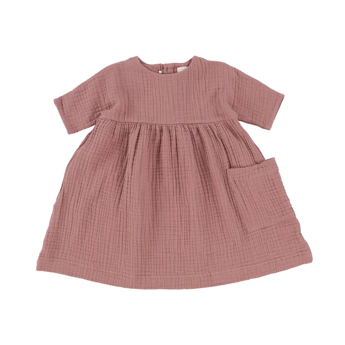 Rings Analogie Gauze Dress Three Quarter Sleeve Mauve Analogie