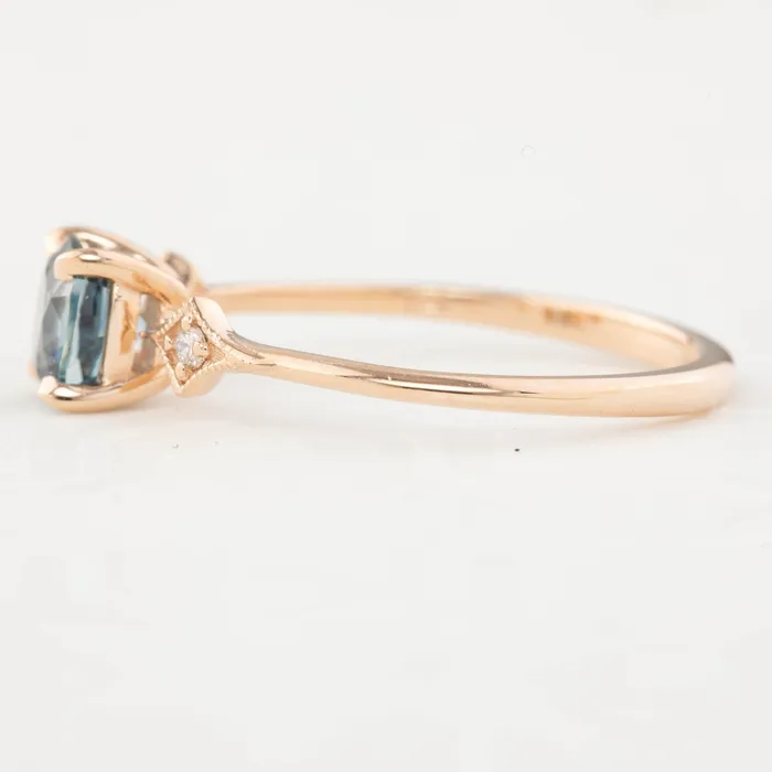 Rings Charlene Ring 092ct Blue Green Cushion Cut Montana Sapphire 14k Rose Gold One of a kind Envero Jewelry Rings Charlene Ring 092ct Blue Green Cushion Cut Montana Sapphire 14k Rose Gold One of a kind Envero Jewelry