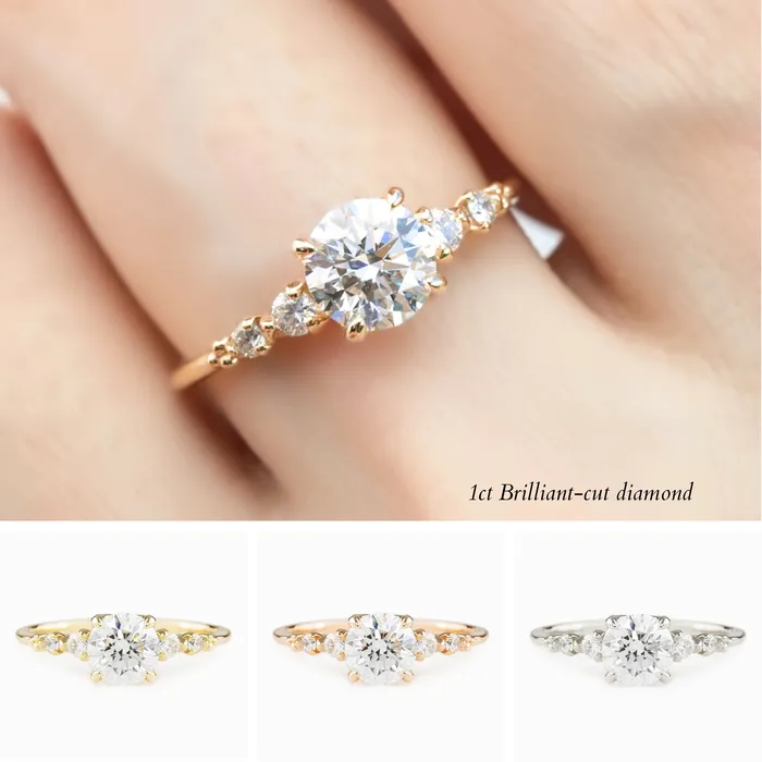 Rings Envero Jewelry Estel Fleur Four Prongs Ring Round Brilliant Cut Diamond