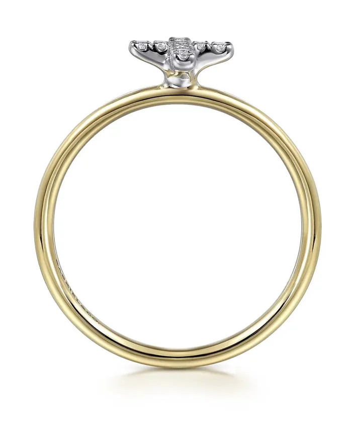 Rings GABRIEL CO GABRIELCO14K White and Yellow Gold Diamond Cross Ladies Ring LR52492M45JJ