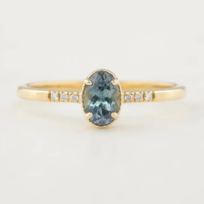 Rings Grace Ring 6x4mm 060ct Blue Green Montana Sapphire Envero Jewelry