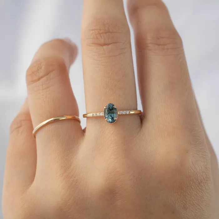 Rings Grace Ring 6x4mm 060ct Blue Green Montana Sapphire Envero Jewelry Rings Grace Ring 6x4mm 060ct Blue Green Montana Sapphire Envero Jewelry