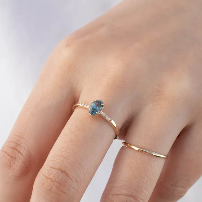 Rings Grace Ring 6x4mm 060ct Blue Green Montana Sapphire Envero Jewelry Rings Grace Ring 6x4mm 060ct Blue Green Montana Sapphire Envero Jewelry