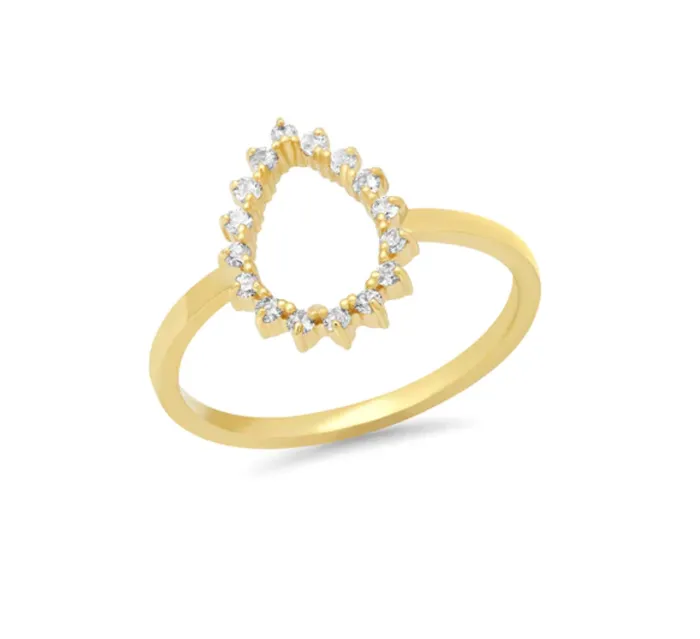 Rings Jennifer Meyer Mini 3Prong Diamond Open Teardrop Ring