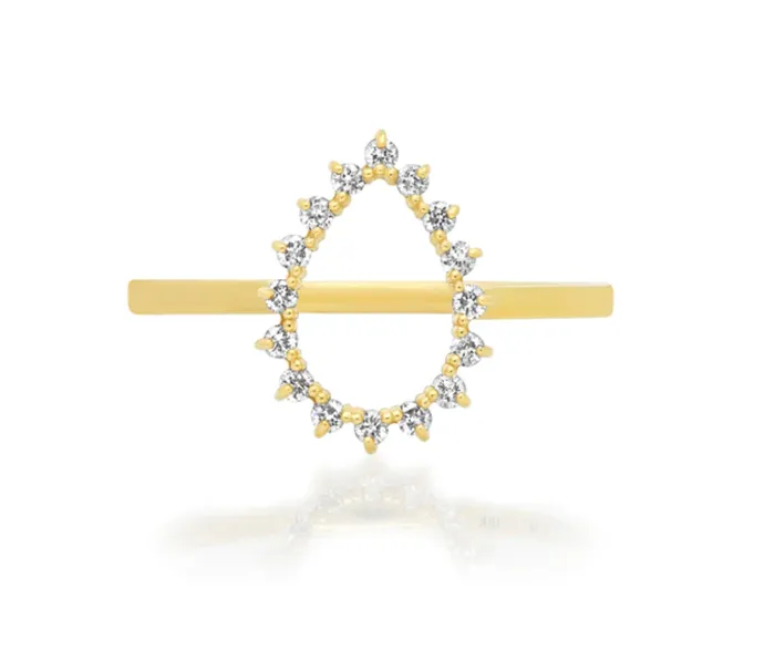 Rings Jennifer Meyer Mini 3Prong Diamond Open Teardrop Ring