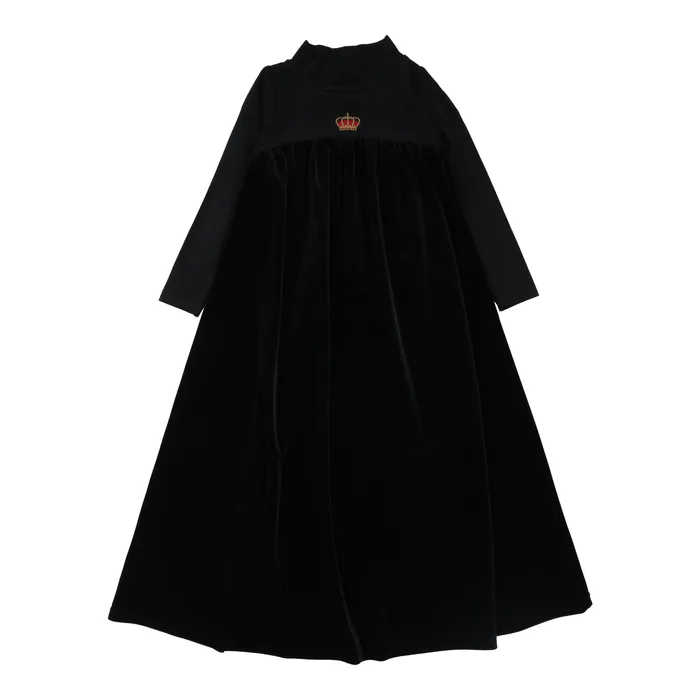 Rings Lil Legs Lil Legs Velour High Waisted Maxi Long Sleeve Dress Black Crown Rings Lil Legs Lil Legs Velour High Waisted Maxi Long Sleeve Dress Black Crown