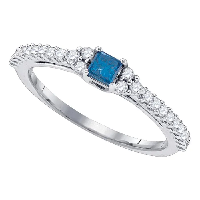 Rings mayamila 10kt White Gold Womens Princess Blue Color Enhanced Diamond Bridal Wedding Engagement Ring 12 Cttw Rings mayamila 10kt White Gold Womens Princess Blue Color Enhanced Diamond Bridal Wedding Engagement Ring 12 Cttw