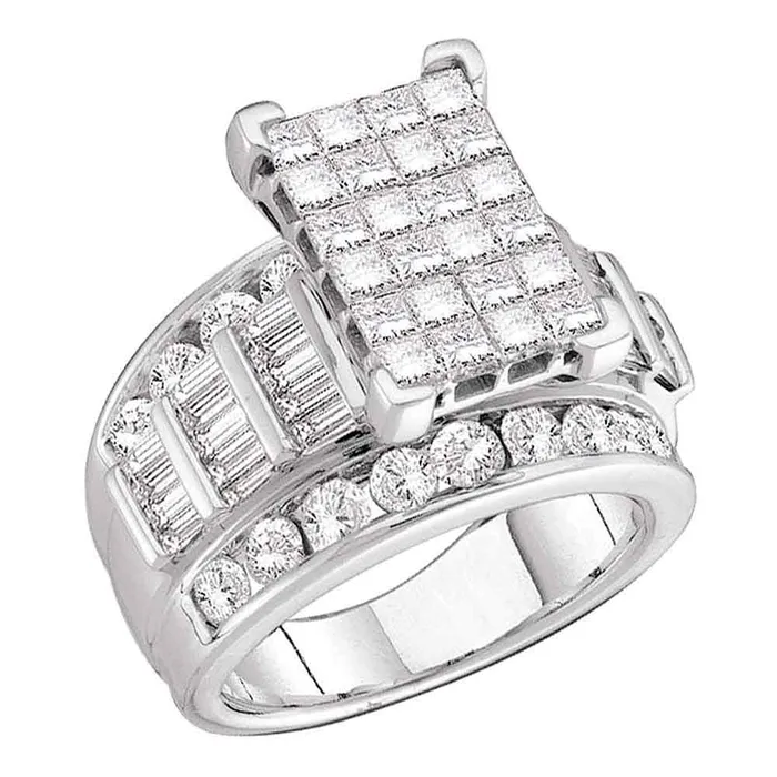 Rings mayamila 10kt White Gold Womens Princess Diamond Cluster Bridal Wedding Engagement Ring 300 Cttw Rings mayamila 10kt White Gold Womens Princess Diamond Cluster Bridal Wedding Engagement Ring 300 Cttw
