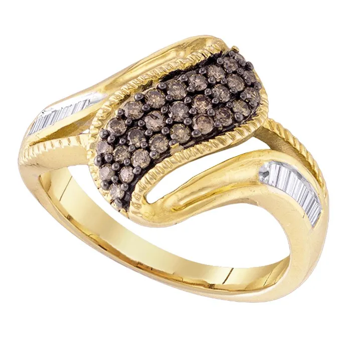 Rings mayamila 10kt White Gold Womens Round Cognacbrown Color Enhanced Diamond Cluster Ring 12 Cttw Rings mayamila 10kt White Gold Womens Round Cognacbrown Color Enhanced Diamond Cluster Ring 12 Cttw