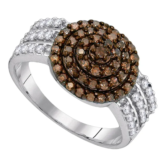 Rings mayamila 10kt White Gold Womens Round Cognacbrown Color Enhanced Diamond Concentric Cluster Ring 34 Cttw Rings mayamila 10kt White Gold Womens Round Cognacbrown Color Enhanced Diamond Concentric Cluster Ring 34 Cttw