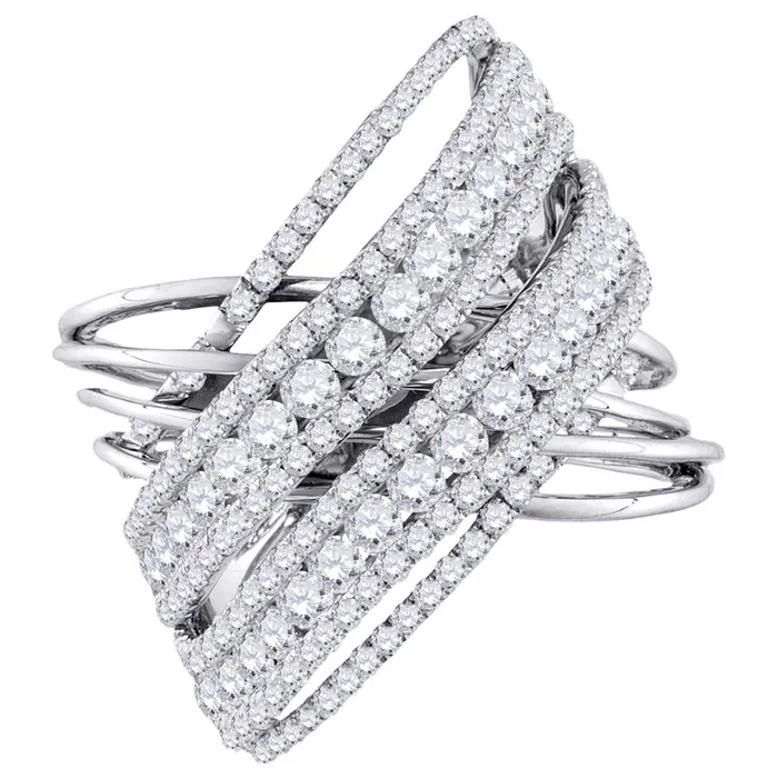 Rings mayamila 10kt White Gold Womens Round Diamond Crossover Open Strand Cocktail Ring 212 Cttw Rings mayamila 10kt White Gold Womens Round Diamond Crossover Open Strand Cocktail Ring 212 Cttw