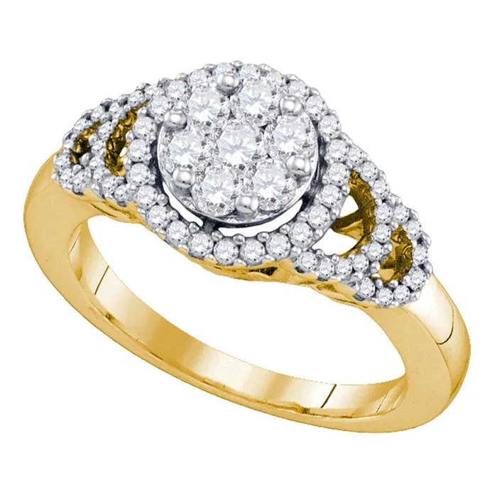 Rings mayamila 10kt Yellow Gold Womens Round Diamond Cluster Ring 34 Cttw