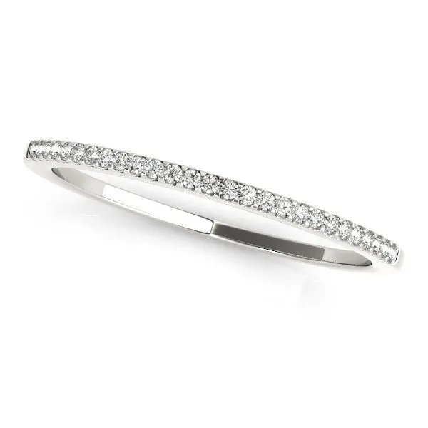 Rings MayaMila 14k White Gold Slim Round Pave Set Wedding Band 110 cttw