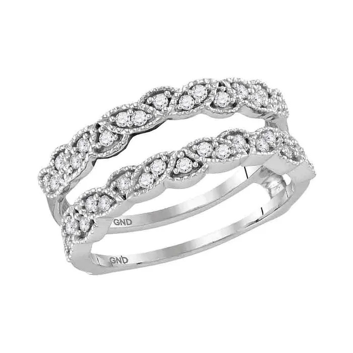 Rings mayamila 14kt White Gold Womens Round Diamond Milgrain Wrap Ring Guard Enhancer Wedding Band 13 Cttw Rings mayamila 14kt White Gold Womens Round Diamond Milgrain Wrap Ring Guard Enhancer Wedding Band 13 Cttw