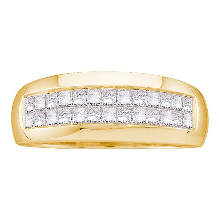 Rings mayamila 14kt Yellow Gold Mens Princess Diamond Wedding Band Ring 100 Cttw Rings mayamila 14kt Yellow Gold Mens Princess Diamond Wedding Band Ring 100 Cttw