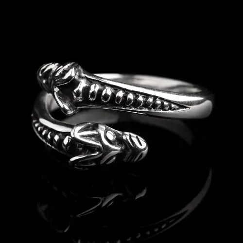 Rings Northan Viking Silver Viking Double Head Wolf Ring