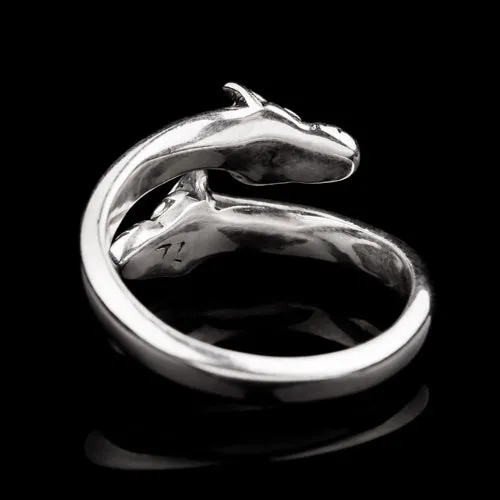 Rings Northan Viking Silver Viking Double Head Wolf Ring