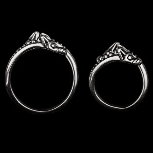 Rings Northan Viking Silver Viking Double Head Wolf Ring