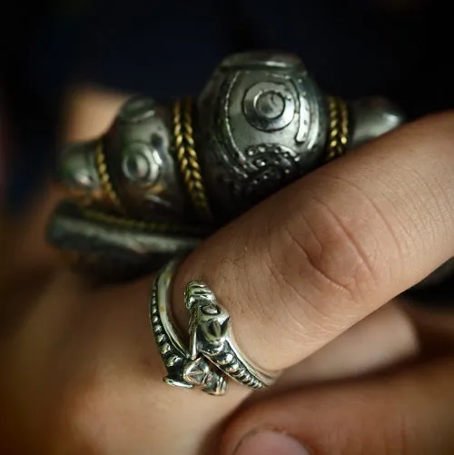 Rings Northan Viking Silver Viking Double Head Wolf Ring