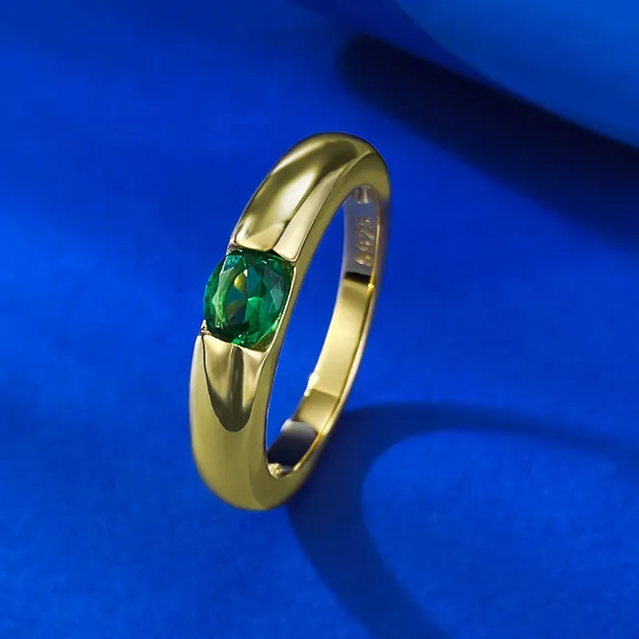 Rings shine of diamond Luxurious Green Oval Cut Sterling Silver Engagement Ring in Golden Tone Rings shine of diamond Luxurious Green Oval Cut Sterling Silver Engagement Ring in Golden Tone