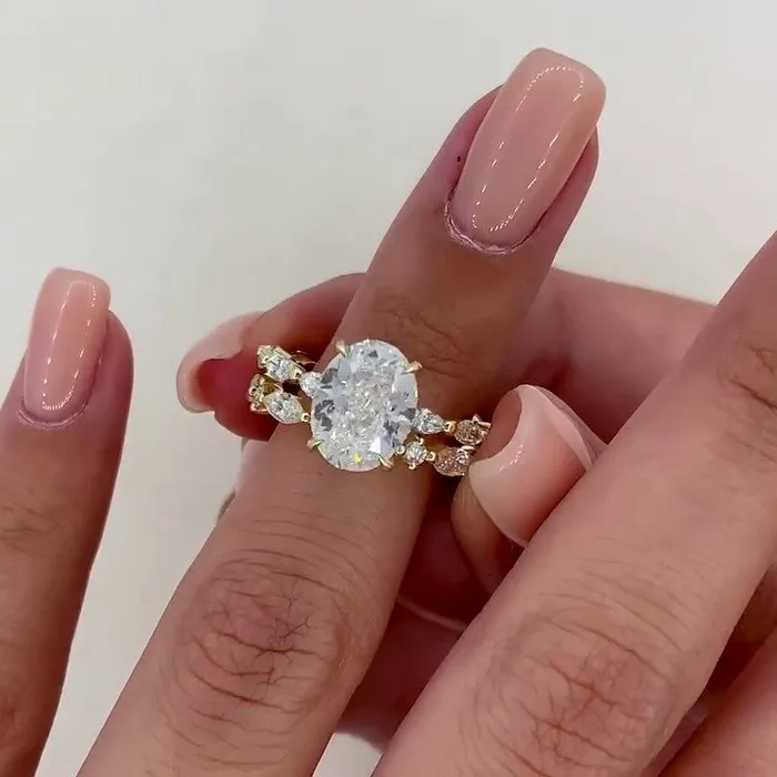 Rings Shineofdiamond 2Pcs Oval Cut Side Marquise Stone Bridal Ring Set in 925 Sterling Rings Shineofdiamond 2Pcs Oval Cut Side Marquise Stone Bridal Ring Set in 925 Sterling