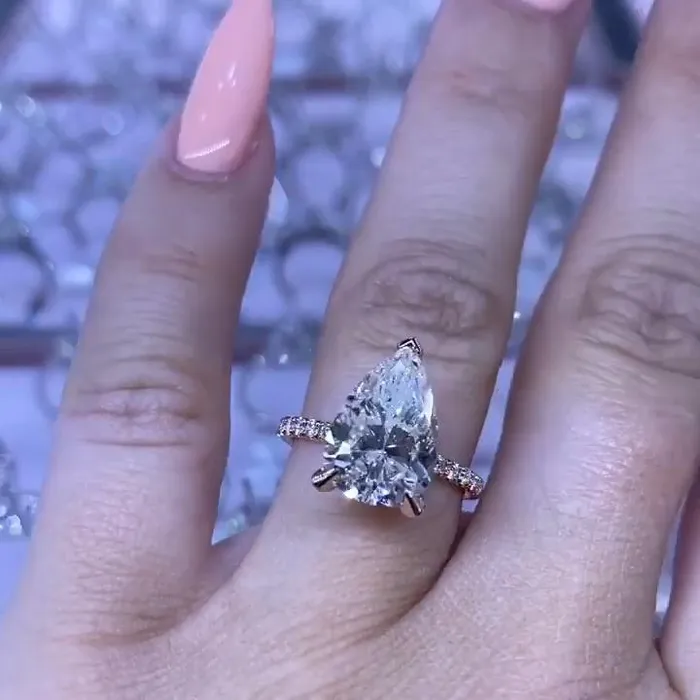 Rings Shineofdiamond 35ct Pear Cut Eternity Sterling Silver Engagement Ring