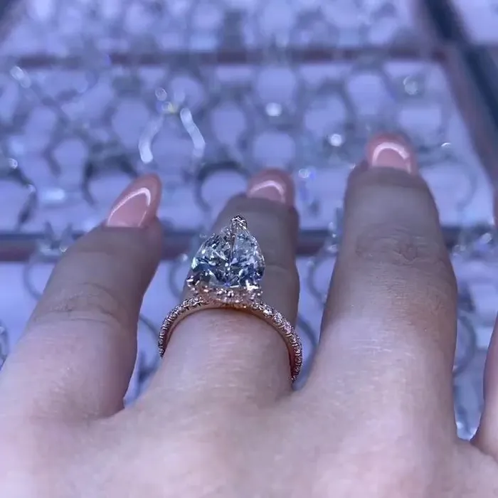 Rings Shineofdiamond 35ct Pear Cut Eternity Sterling Silver Engagement Ring Rings Shineofdiamond 35ct Pear Cut Eternity Sterling Silver Engagement Ring