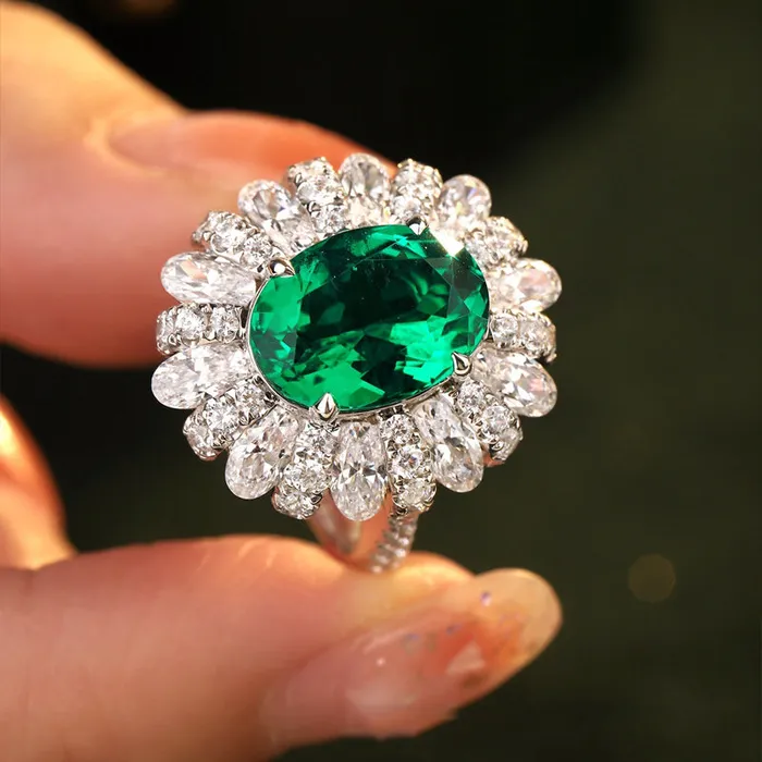 Rings Shineofdiamond Gorgeous Emerald Green Halo Oval Cut Sterling Silver Engagement Ring Rings Shineofdiamond Gorgeous Emerald Green Halo Oval Cut Sterling Silver Engagement Ring