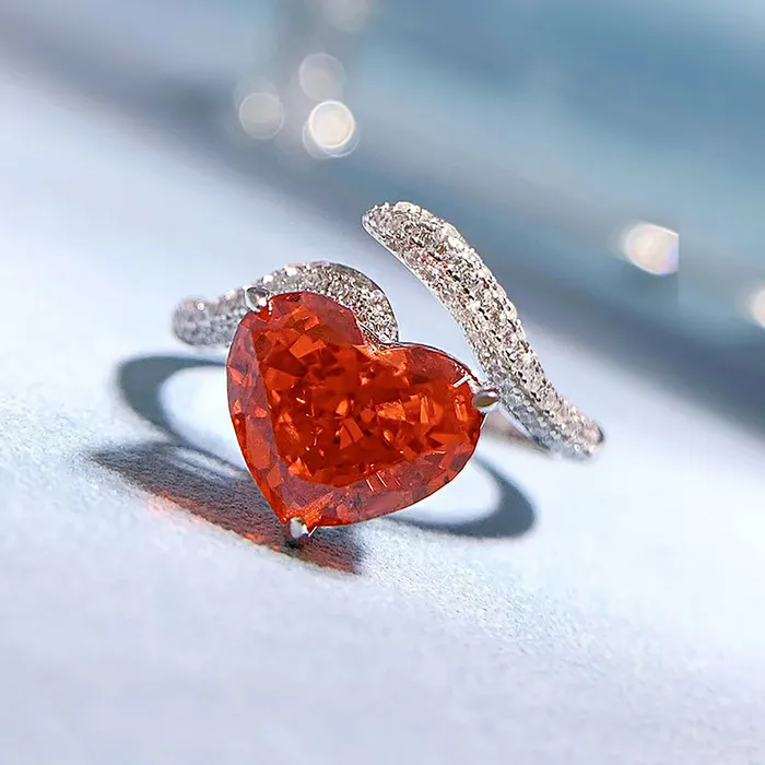 Rings Shineofdiamond Heart Cut Red Ruby Engagement Wedding Ring in Sterling Silver