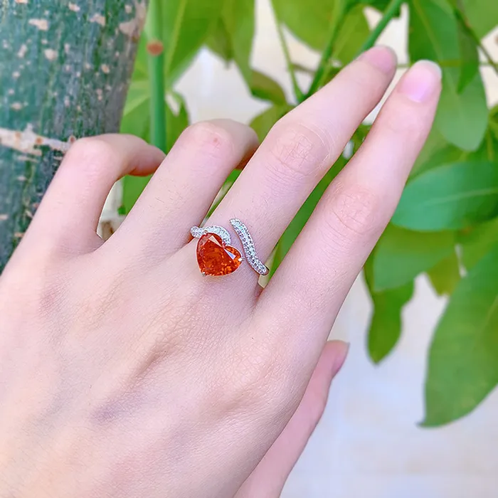 Rings Shineofdiamond Heart Cut Red Ruby Engagement Wedding Ring in Sterling Silver