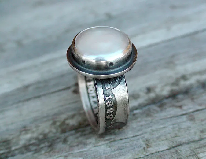 Rings Silver Coin Pearl Ring HeidiJHale
