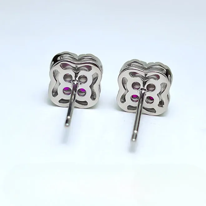 shine of diamond Earrings Clover Design Sapphire Stud Earrings in Sterling Silver shine of diamond Earrings Clover Design Sapphire Stud Earrings in Sterling Silver