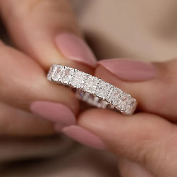 Shineofdiamond Rings Luxurious 3PCS Radiant Cut Sterling Silver Wedding Bridal Set