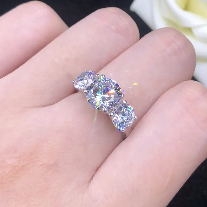 Shineofidamond Rings Round Cut Three Stone Engagement Ring Shineofidamond Rings Round Cut Three Stone Engagement Ring