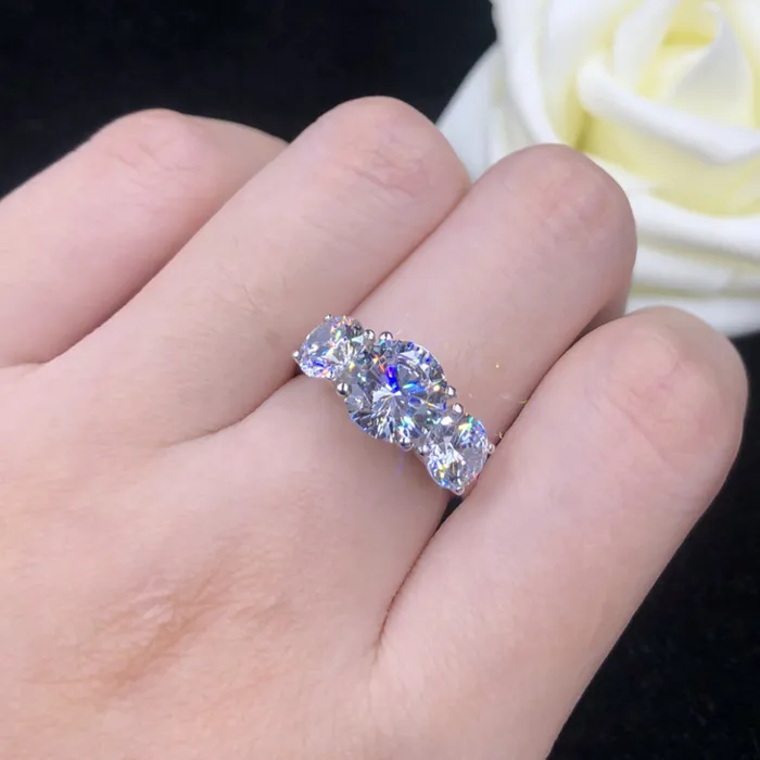 Shineofidamond Rings Round Cut Three Stone Engagement Ring Shineofidamond Rings Round Cut Three Stone Engagement Ring
