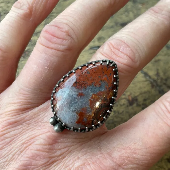 Silver Moon Alchemy Agate Statement Ring Rings