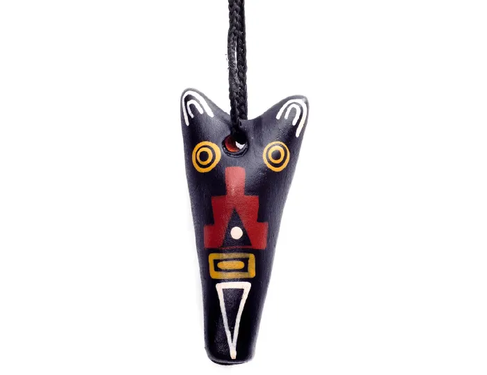 Singing Jaguar Clay Whistle on Cord Shamans Market Earrings