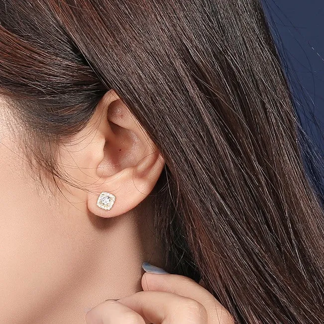 Square Geometrical White Zircon Silver Earrings Mystic Flavia Earrings