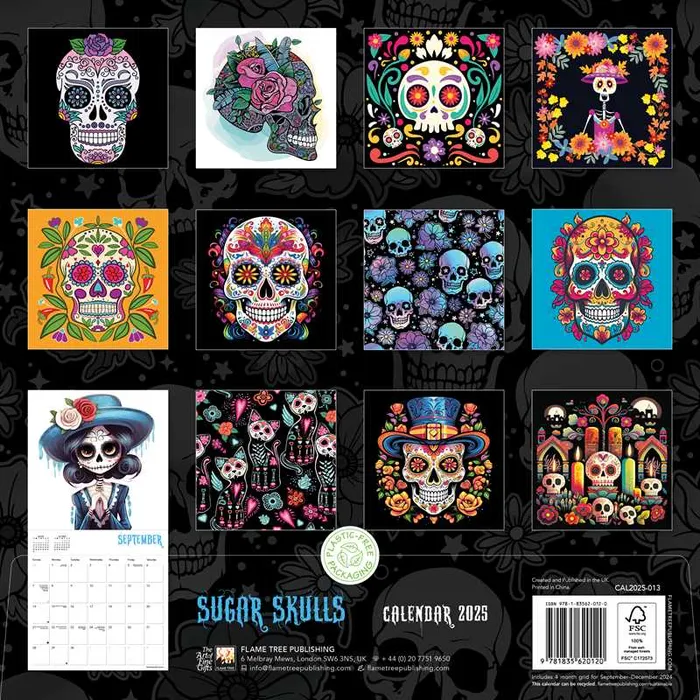 Sugar Skulls Wall Calendar 2025 Art Calendar by Simon Schuster Earrings