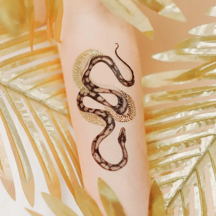Tattly Earrings Shimmering Snake Tattoo Pair Gold
