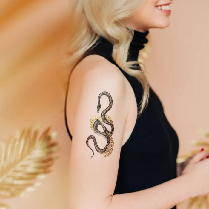 Tattly Earrings Shimmering Snake Tattoo Pair Gold