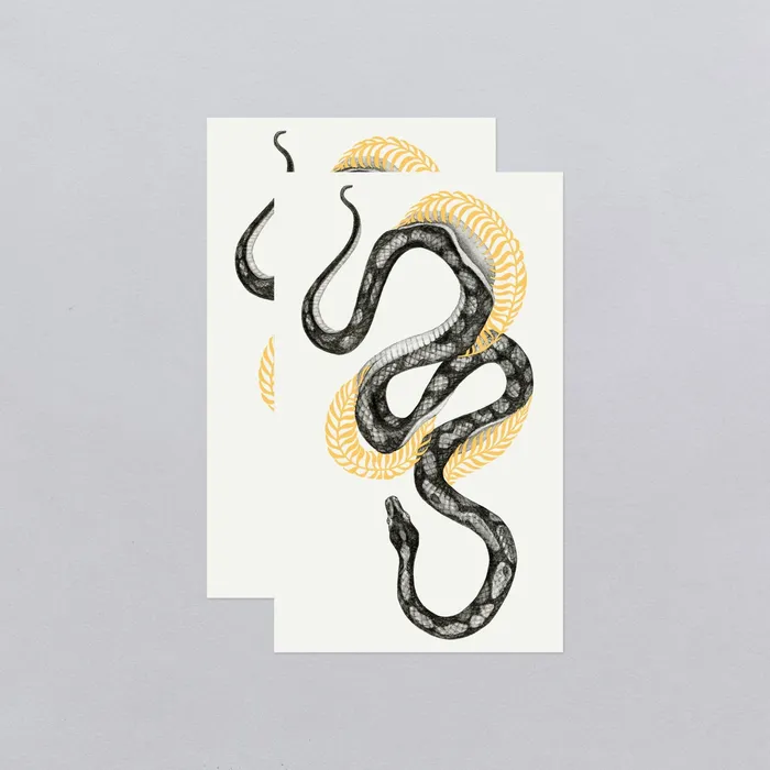 Tattly Earrings Shimmering Snake Tattoo Pair Gold