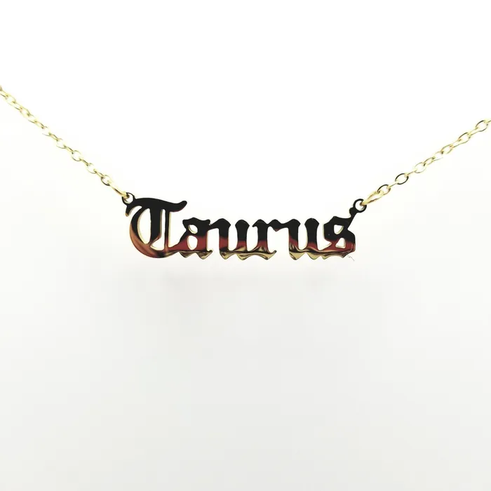 Taurus Zodiac Name Necklaces 18k Gold Plated LOV Earrings
