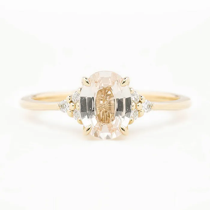 Teresa Ring 144ct Light Peach Madagascar Sapphire 14K Yellow Gold One of a kind Envero Jewelry Rings Teresa Ring 144ct Light Peach Madagascar Sapphire 14K Yellow Gold One of a kind Envero Jewelry Rings