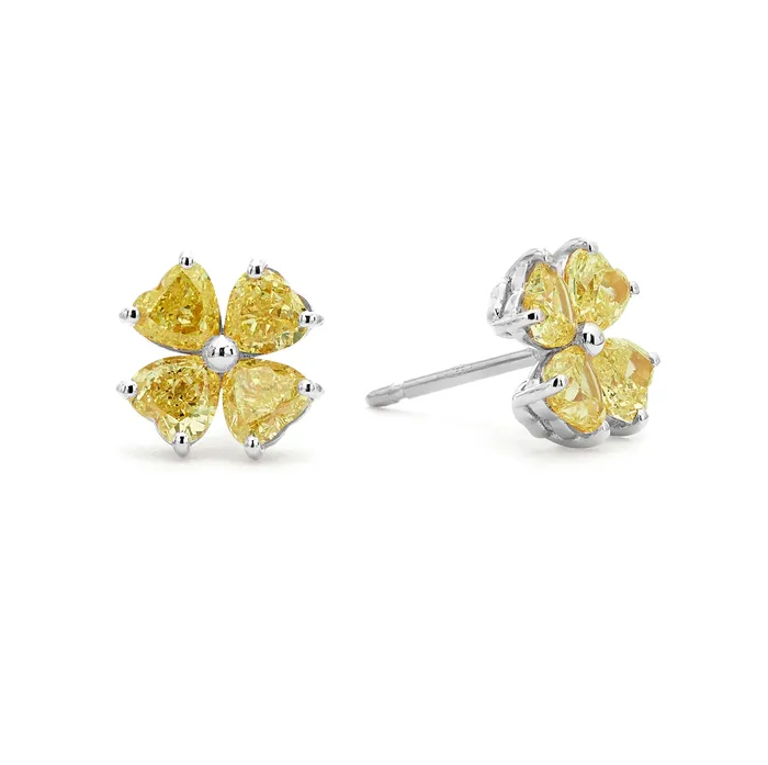 The Private Room Fine Jewelry Fancy Yellow Diamond Clover Studs Earrings The Private Room Fine Jewelry Fancy Yellow Diamond Clover Studs Earrings