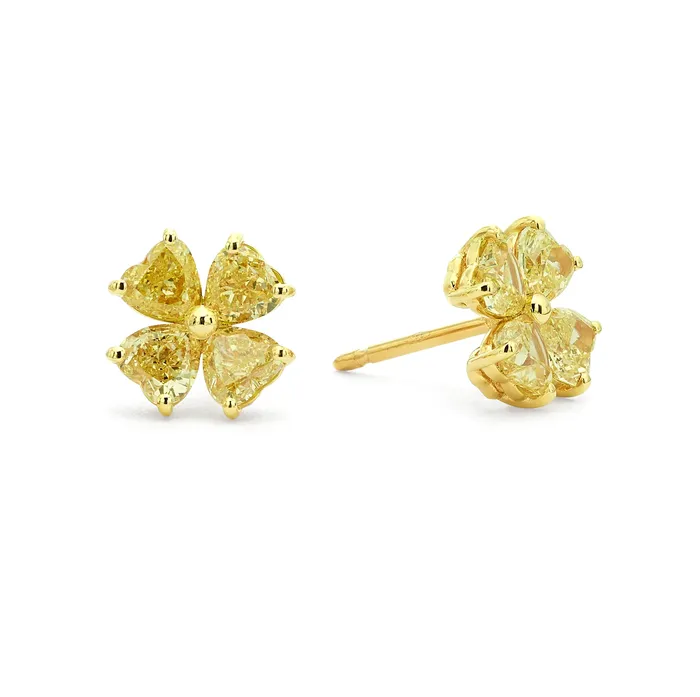 The Private Room Fine Jewelry Fancy Yellow Diamond Clover Studs Earrings
