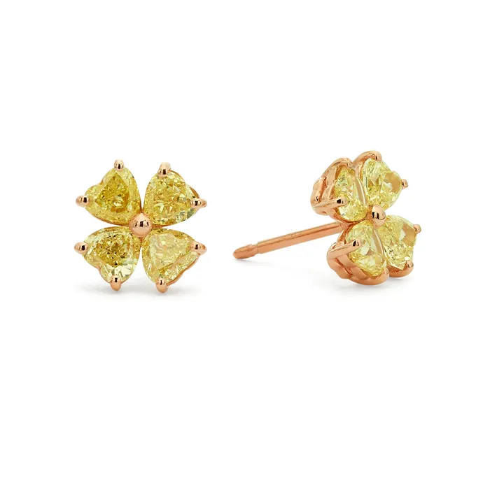 The Private Room Fine Jewelry Fancy Yellow Diamond Clover Studs Earrings