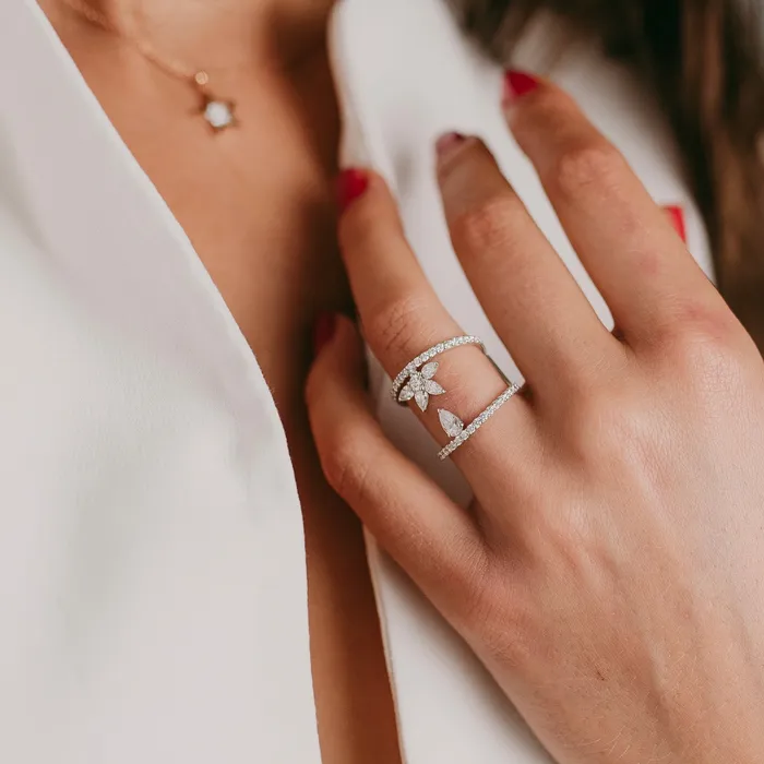 The Private Room Fine Jewelry Open Lotus Diamond ring Rings
